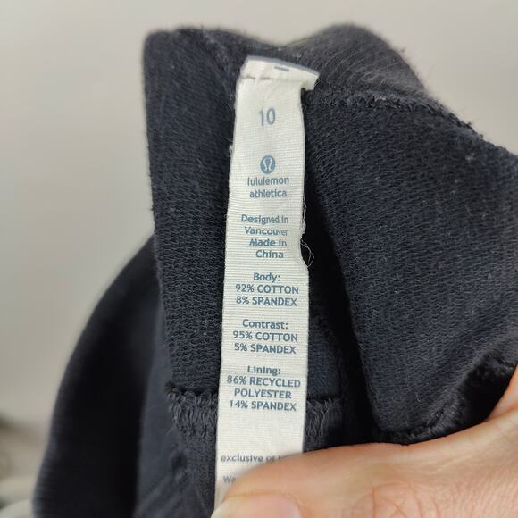 Lululemon Sweatpants Womens 10 Black Tapered Side Zip Waist Lounge Cotton - Picture 7 of 8